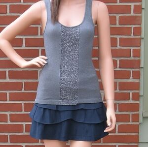 IISLI Shimmer Glitter Sequin Tux Tank Gray Bailey New Small S